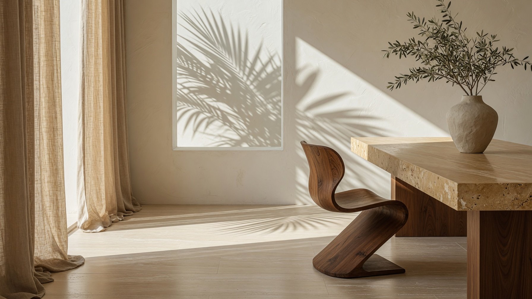 Warm, contemporary creative studio in stone and wood